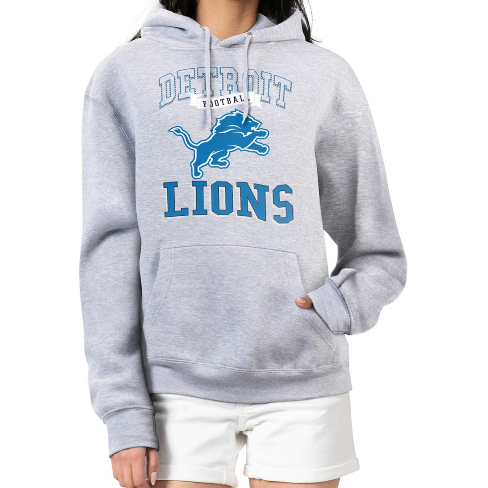 Detroit Lions G-III 4Her by Carl Banks Women's Team Logo Graphic Fleece Tri-Blend Pullover Hoodie - Heather Gray - NFL
