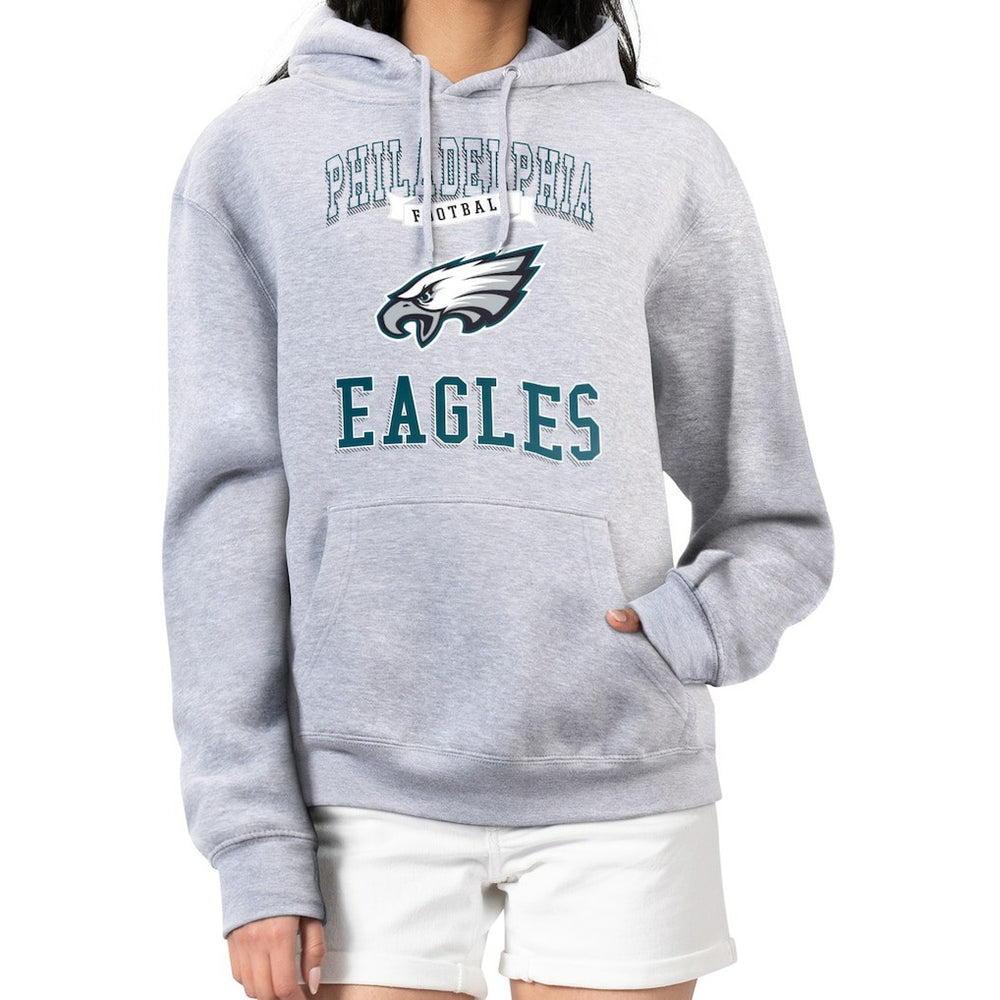 Philadelphia Eagles G-III 4Her by Carl Banks Women's Team Logo Graphic Fleece Tri-Blend Pullover Hoodie - Heather Gray - NFL
