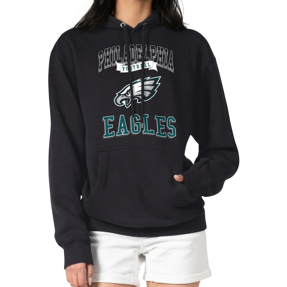 Philadelphia Eagles G-III 4Her by Carl Banks Women's Team Logo Graphic Fleece Tri-Blend Pullover Hoodie - Black - NFL