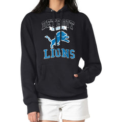 Detroit Lions G-III 4Her by Carl Banks Women's Team Logo Graphic Fleece Tri-Blend Pullover Hoodie - Black - NFL