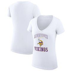 Minnesota Vikings G-III 4Her by Carl Banks Women's Super-Slim Fit Lightweight Team Logo Graphic V-Neck T-Shirt - White - NFL