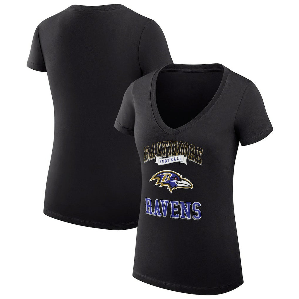 Baltimore Ravens G-III 4Her by Carl Banks Women's Super-Slim Fit Lightweight Team Logo Graphic V-Neck T-Shirt - Black - NFL