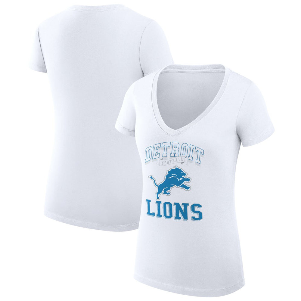 Detroit Lions G-III 4Her by Carl Banks Women's Super-Slim Fit Lightweight Team Logo Graphic V-Neck T-Shirt - White - NFL
