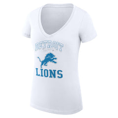 Detroit Lions G-III 4Her by Carl Banks Women's Super-Slim Fit Lightweight Team Logo Graphic V-Neck T-Shirt - White - NFL