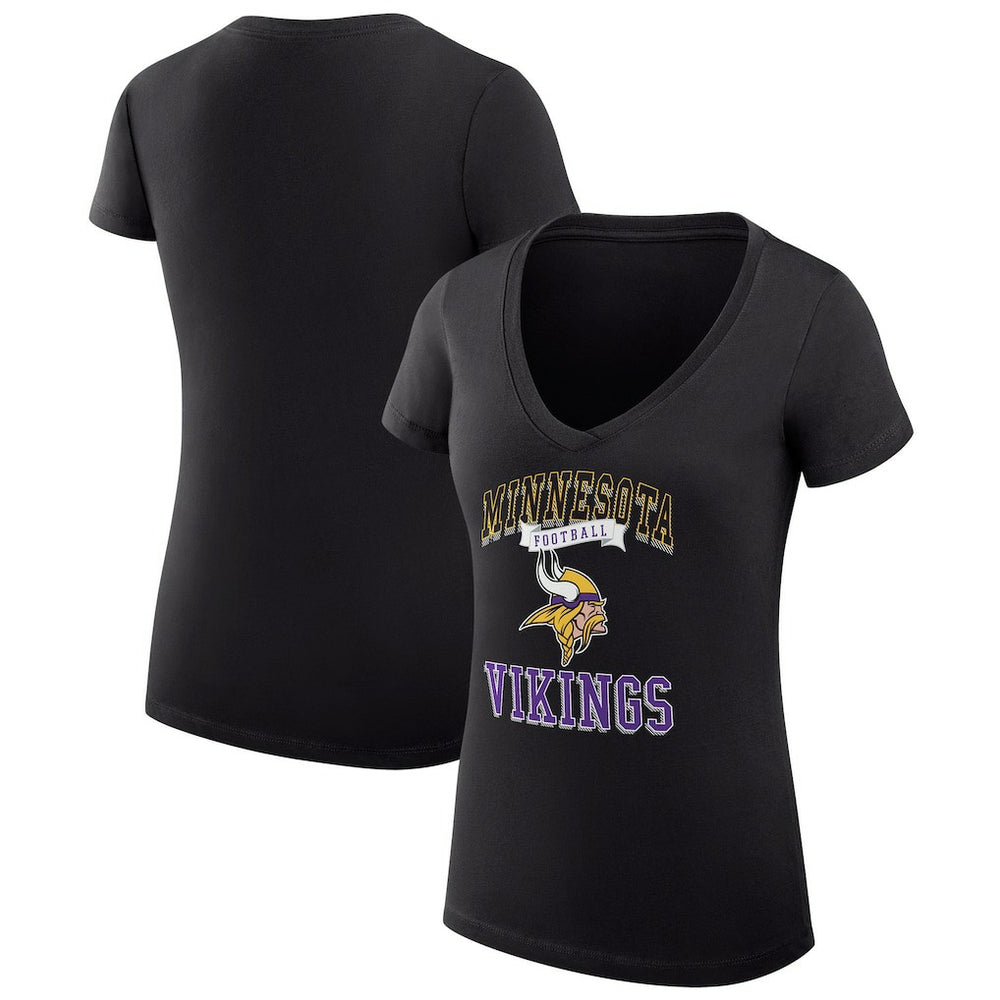 Minnesota Vikings G-III 4Her by Carl Banks Women's Super-Slim Fit Lightweight Team Logo Graphic V-Neck T-Shirt - Black - NFL