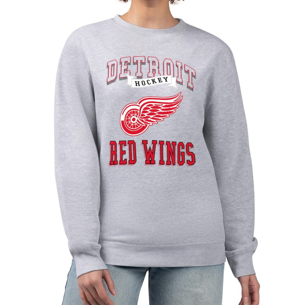 Detroit Red Wings G-III 4Her by Carl Banks Women's Team Logo Tri-Blend Fleece Pullover Sweatshirt - Heather Gray | NHL on sale