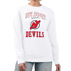New Jersey Devils G-III 4Her by Carl Banks Women's Team Logo Tri-Blend Fleece Pullover Sweatshirt - White | NHL sale