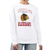 Chicago Blackhawks G-III 4Her by Carl Banks Women's Team Logo Tri-Blend Fleece Pullover Sweatshirt - White | NHL Lifestyle
