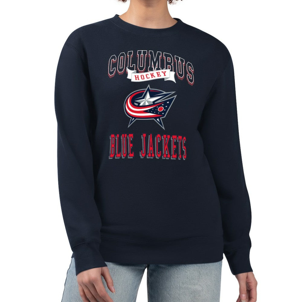 Columbus Blue Jackets G-III 4Her by Carl Banks Women's Team Logo Tri-Blend Fleece Pullover Sweatshirt - Navy | NHL on sale