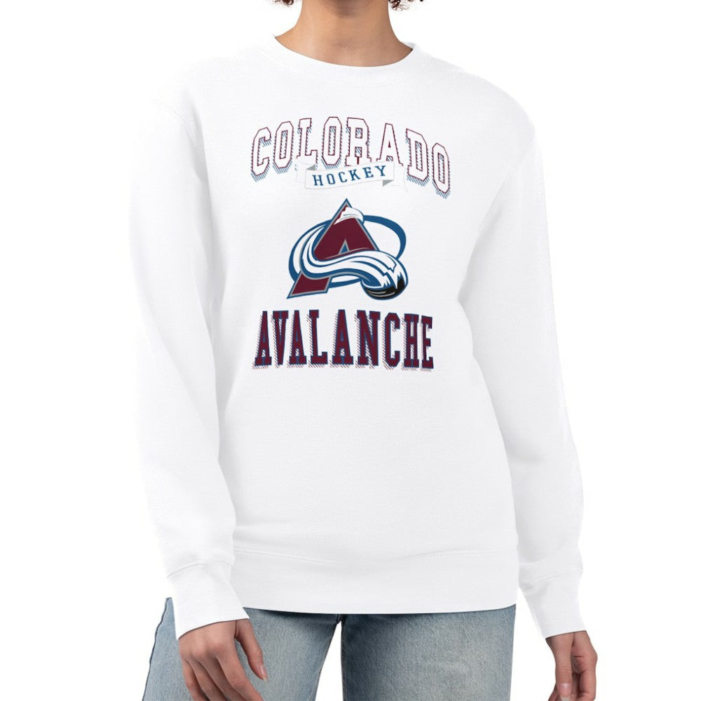 Colorado Avalanche G-III 4Her by Carl Banks Women's Team Logo Tri-Blend Fleece Pullover Sweatshirt - White | NHL near me