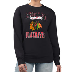 Chicago Blackhawks G-III 4Her by Carl Banks Women's Team Logo Tri-Blend Fleece Pullover Sweatshirt - Black | NHL online