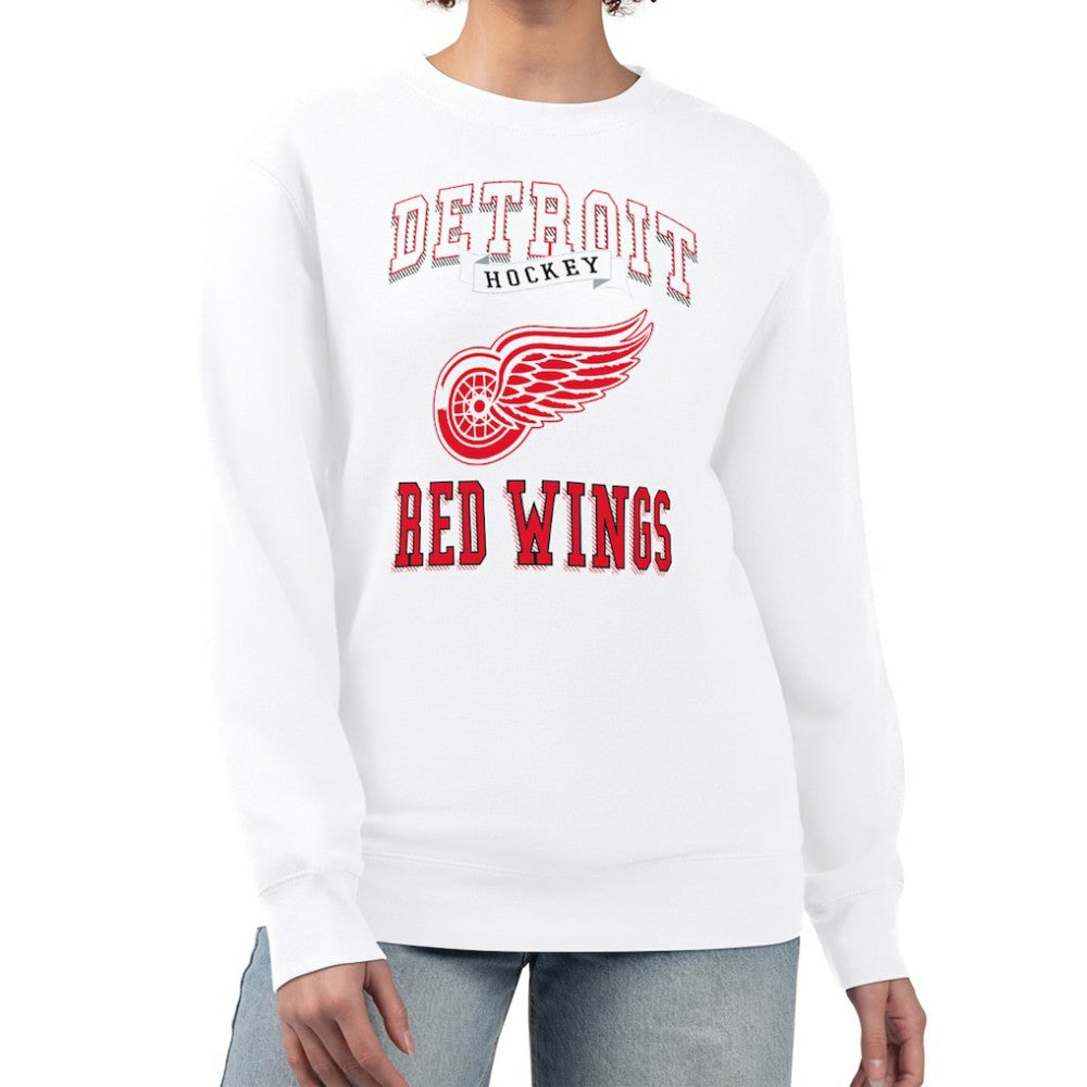 Detroit Red Wings G-III 4Her by Carl Banks Women's Team Logo Tri-Blend Fleece Pullover Sweatshirt - White | NHL Lifestyle