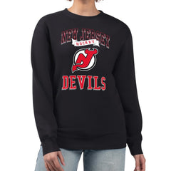 New Jersey Devils G-III 4Her by Carl Banks Women's Team Logo Tri-Blend Fleece Pullover Sweatshirt - Black | NHL Lifestyle