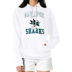 San Jose Sharks G-III 4Her by Carl Banks Women's Team Logo Tri-Blend Fleece Pullover Hoodie - White | NHL Clearance