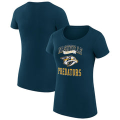 Nashville Predators G-III 4Her by Carl Banks Women's Super-Slim Fit Lightweight Team Logo Graphic T-Shirt - Navy | NHL Lifestyle