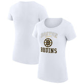 Boston Bruins G-III 4Her by Carl Banks Women's Super-Slim Fit Lightweight Team Logo Graphic T-Shirt - White | NHL Clearance