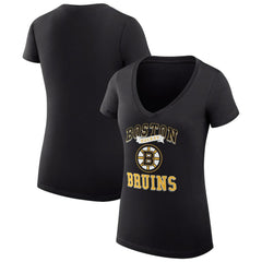 Boston Bruins G-III 4Her by Carl Banks Women's Super-Slim Fit Lightweight Team Logo Graphic V-Neck T-Shirt - Black | NHL near me