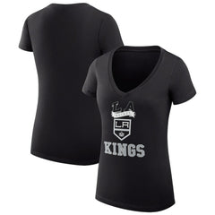 Los Angeles Kings G-III 4Her by Carl Banks Women's Super-Slim Fit Lightweight Team Logo Graphic V-Neck T-Shirt - Black | NHL Clearance