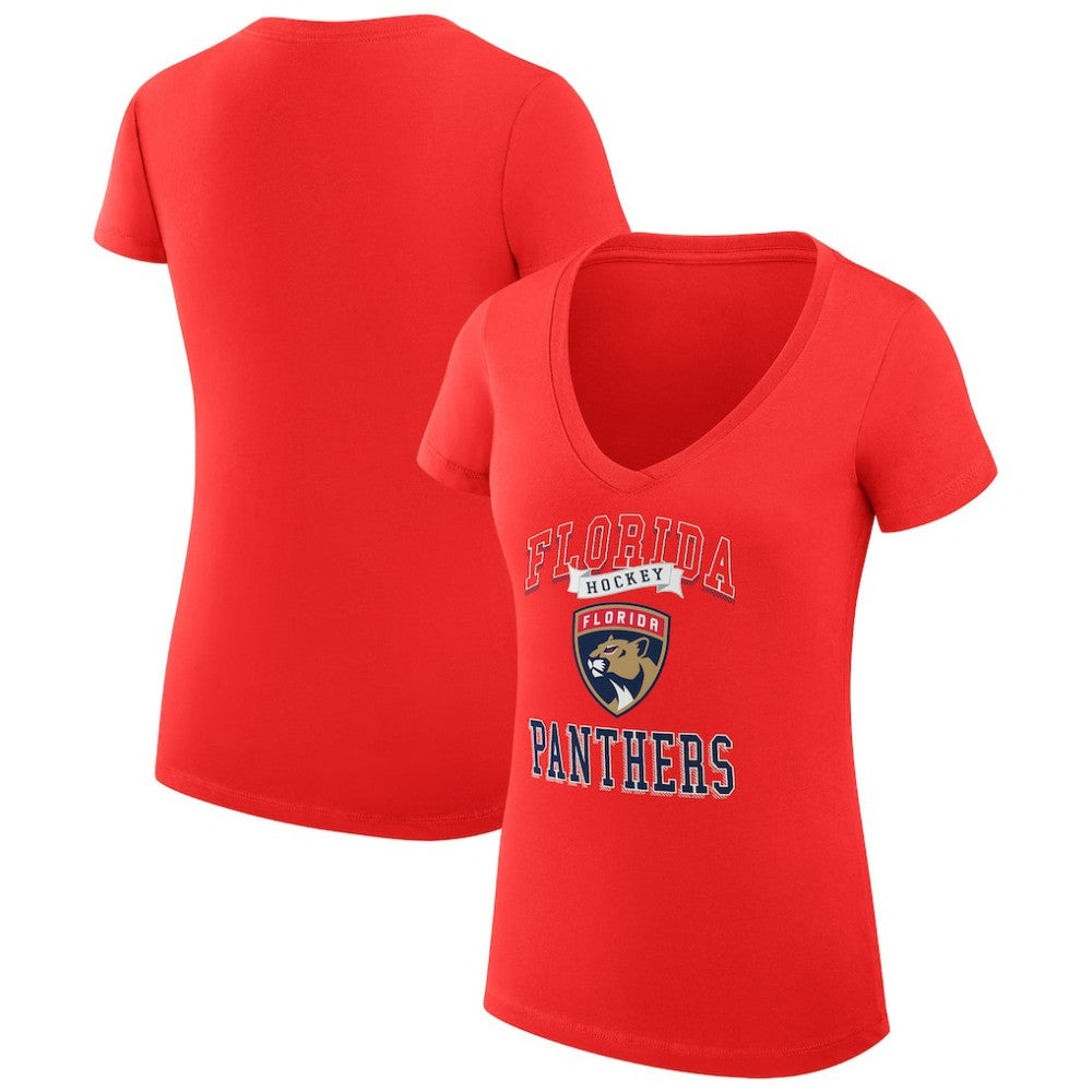 Florida Panthers G-III 4Her by Carl Banks Women's Super-Slim Fit Lightweight Team Logo Graphic V-Neck T-Shirt - Red | NHL discount