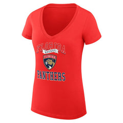 Florida Panthers G-III 4Her by Carl Banks Women's Super-Slim Fit Lightweight Team Logo Graphic V-Neck T-Shirt - Red | NHL discount