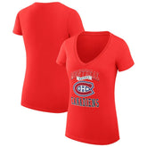 Montreal Canadiens G-III 4Her by Carl Banks Women's Super-Slim Fit Lightweight Team Logo Graphic V-Neck T-Shirt - Red | NHL Lifestyle