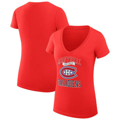 Montreal Canadiens G-III 4Her by Carl Banks Women's Super-Slim Fit Lightweight Team Logo Graphic V-Neck T-Shirt - Red | NHL Lifestyle