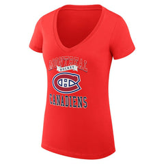 Montreal Canadiens G-III 4Her by Carl Banks Women's Super-Slim Fit Lightweight Team Logo Graphic V-Neck T-Shirt - Red | NHL Lifestyle