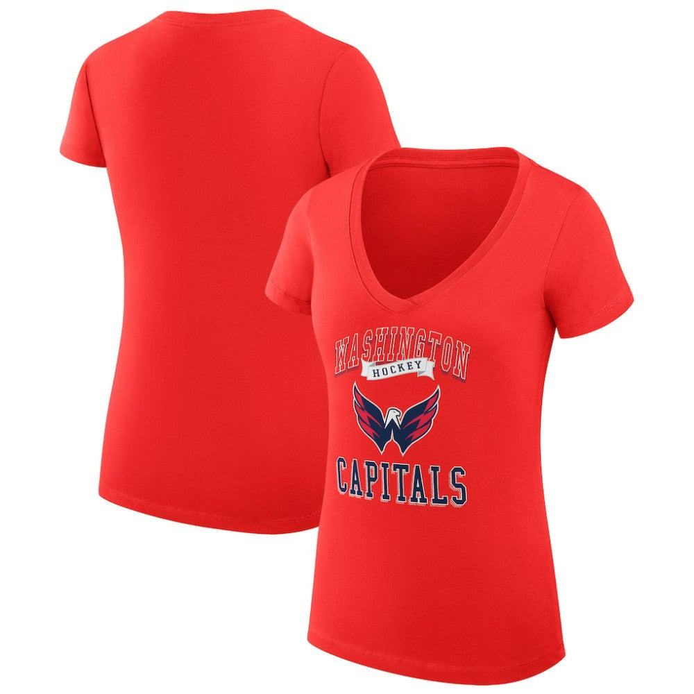 Washington Capitals G-III 4Her by Carl Banks Women's Super-Slim Fit Lightweight Team Logo Graphic V-Neck T-Shirt - Red | NHL on sale