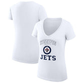 Winnipeg Jets G-III 4Her by Carl Banks Women's Super-Slim Fit Lightweight Team Logo Graphic V-Neck T-Shirt - White | NHL Clearance
