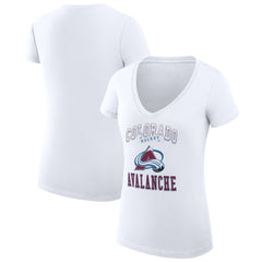 Colorado Avalanche G-III 4Her by Carl Banks Women's Super-Slim Fit Lightweight Team Logo Graphic V-Neck T-Shirt - White | NHL online