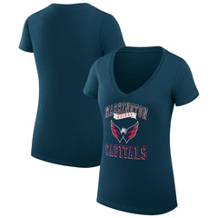 Washington Capitals G-III 4Her by Carl Banks Women's Super-Slim Fit Lightweight Team Logo Graphic V-Neck T-Shirt - Navy | NHL online