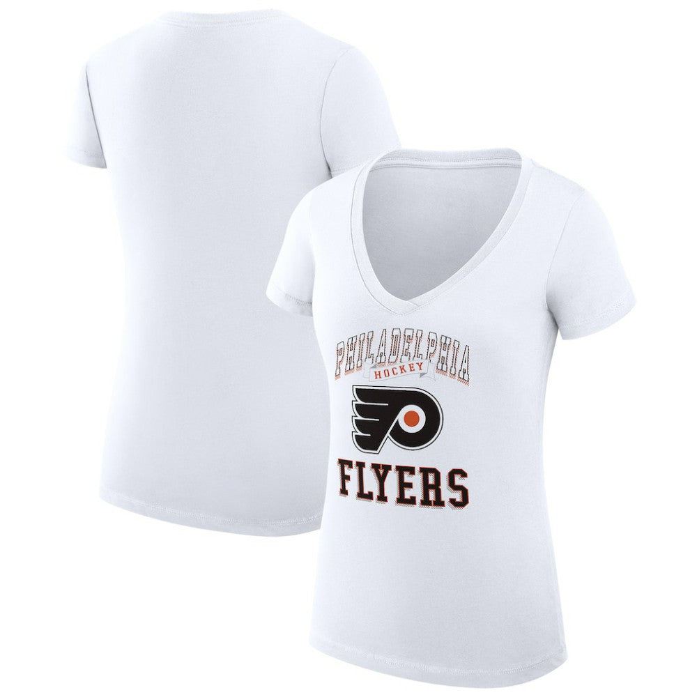 Philadelphia Flyers G-III 4Her by Carl Banks Women's Super-Slim Fit Lightweight Team Logo Graphic V-Neck T-Shirt - White | NHL online