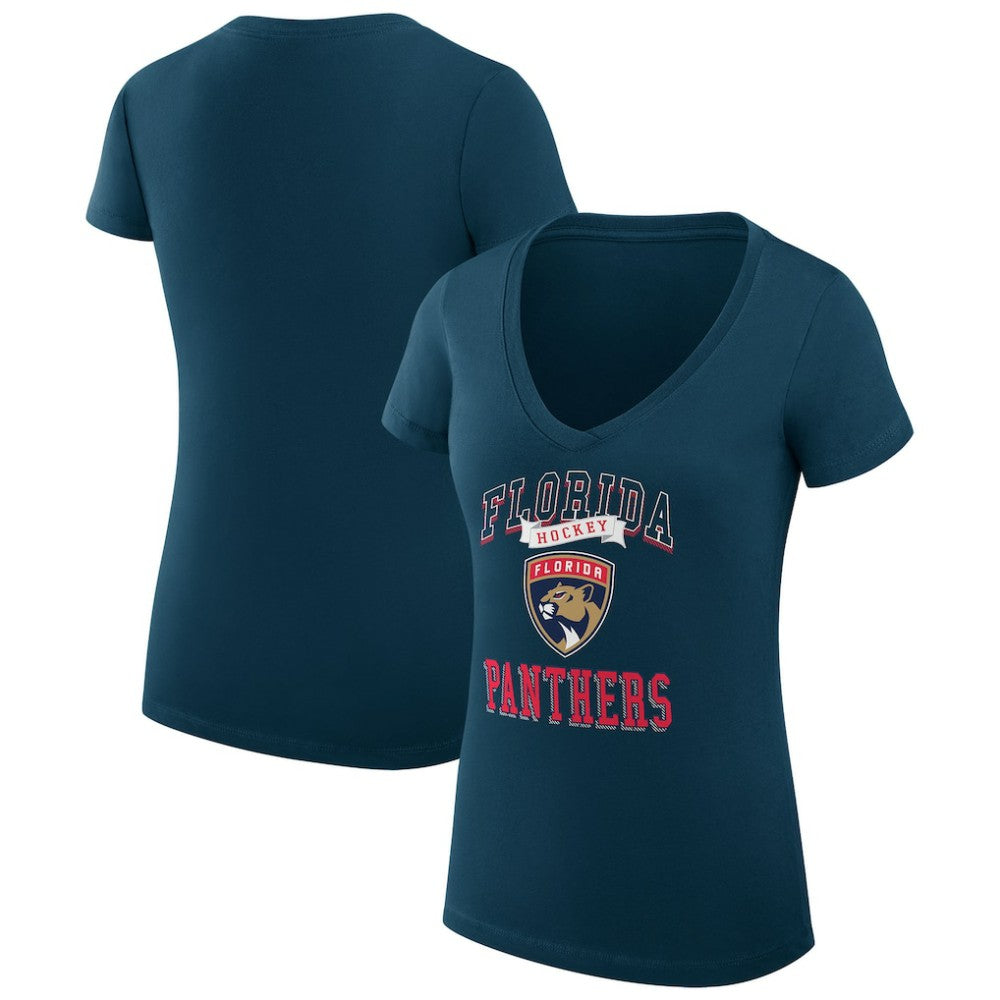 Florida Panthers G-III 4Her by Carl Banks Women's Super-Slim Fit Lightweight Team Logo Graphic V-Neck T-Shirt - Navy | NHL online