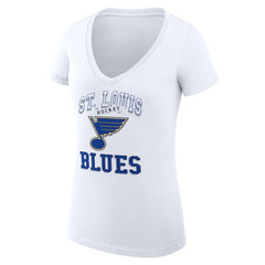 St. Louis Blues G-III 4Her by Carl Banks Women's Super-Slim Fit Lightweight Team Logo Graphic V-Neck T-Shirt - White | NHL near me