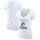 Tampa Bay Lightning G-III 4Her by Carl Banks Women's Super-Slim Fit Lightweight Team Logo Graphic V-Neck T-Shirt - White | NHL Clearance