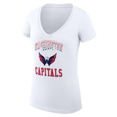 Washington Capitals G-III 4Her by Carl Banks Women's Super-Slim Fit Lightweight Team Logo Graphic V-Neck T-Shirt - White | NHL near me