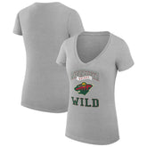 Minnesota Wild G-III 4Her by Carl Banks Women's Super-Slim Fit Lightweight Team Logo Graphic V-Neck T-Shirt - Heather Gray | NHL discount