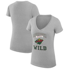 Minnesota Wild G-III 4Her by Carl Banks Women's Super-Slim Fit Lightweight Team Logo Graphic V-Neck T-Shirt - Heather Gray | NHL discount