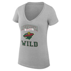 Minnesota Wild G-III 4Her by Carl Banks Women's Super-Slim Fit Lightweight Team Logo Graphic V-Neck T-Shirt - Heather Gray | NHL discount