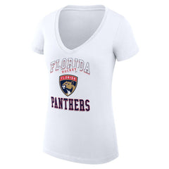 Florida Panthers G-III 4Her by Carl Banks Women's Super-Slim Fit Lightweight Team Logo Graphic V-Neck T-Shirt - White | NHL Clearance