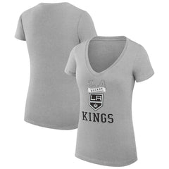 Los Angeles Kings G-III 4Her by Carl Banks Women's Super-Slim Fit Lightweight Team Logo Graphic V-Neck T-Shirt - Heather Gray | NHL Clearance