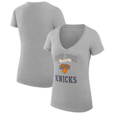 New York Knicks G-III 4Her by Carl Banks Women's Super-Slim Fit Lightweight Team Logo V-Neck T-Shirt Heather Gray
