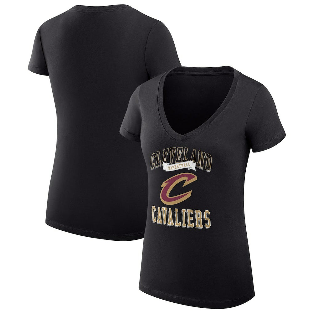 Cleveland Cavaliers G-III 4Her by Carl Banks Women's Super-Slim Fit Lightweight Team Logo V-Neck T-Shirt Black