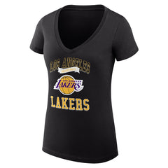 Los Angeles Lakers G-III 4Her by Carl Banks Women's Super-Slim Fit Lightweight Team Logo V-Neck T-Shirt Black