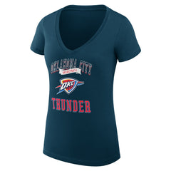 Oklahoma City Thunder G-III 4Her by Carl Banks Women's Super-Slim Fit Lightweight Team Logo V-Neck T-Shirt Navy