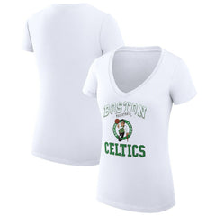 Boston Celtics G-III 4Her by Carl Banks Women's Super-Slim Fit Lightweight Team Logo V-Neck T-Shirt White