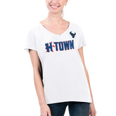 Houston Texans G-III 4Her by Carl Banks Women's Super-Slim Fit Lightweight H-Town V-Neck T-Shirt - White - NFL