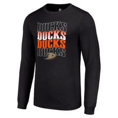Anaheim Ducks Starter Four Team Name Logo Long Sleeve Graphic T-Shirt - Black | NHL Lifestyle