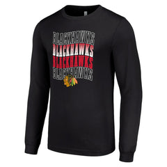 Chicago Blackhawks Starter Four Team Name Logo Long Sleeve Graphic T-Shirt - Black | NHL near me