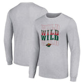 Minnesota Wild Starter Four Team Name Logo Long Sleeve Graphic T-Shirt - Heather Gray | NHL on sale